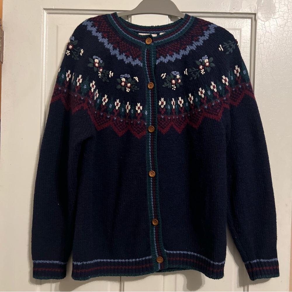 Northern Reflections Navy Fair Isle Floral Cardigan